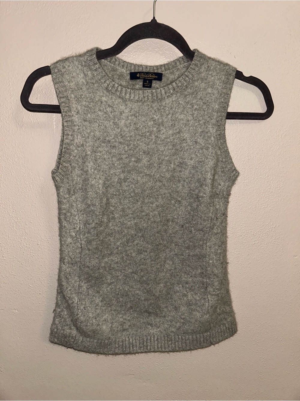 Pure Cashmere Sweater Vest Brooks Brothers S Gray Sleeveless Knit Quiet Luxury